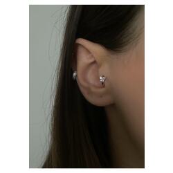 Kadın Pembe Taşlı Kelebek Halka Tragus Piercing