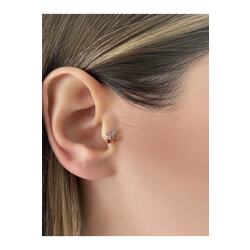 Kadın Gümüş Renk Cerrahi Çelik Kiraz Kıkırdak Piercing 6 mm