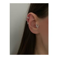 Double Kelebek Detaylı Tragus Piercing