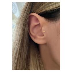 Kadın Cerrahi Çelik Gold Renkli Yıldız Tragus Piercing Kıkırdak