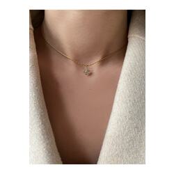 Kadın Gold Rengi Altın Kaplama Mini Kelebek Choker Kolye