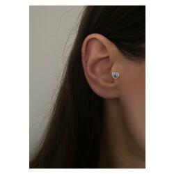 Cerrahi Çelik Renkli Taşlı Kalp Tragus Piercing