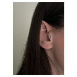 Cerrahi Çelik Renkli Taşlı Kalp Tragus Piercing