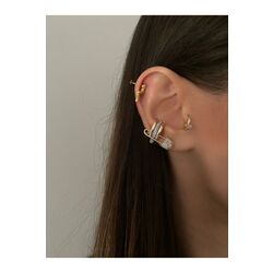 Kadın Çengelli Iğne Detaylı Kıkırdak Küpe Earcuff