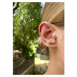 Kadın Silver Renkli Şeftali Tragus Kıkırdak Piercing