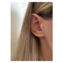 Kadın Silver Ikili Yıldız Tragus Kıkırdak Piercing