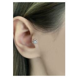 Cerrahi Çelik Kadın Silver Rengi Kar Tanesi Tragus Kıkırdak Piercing