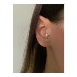 Kadın Pembe Taşlı Kelebek Halka Tragus Piercing
