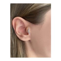 Cerrahi Çelik Kadın Silver Rengi Beş Taş Tragus Kıkırdak Piercing