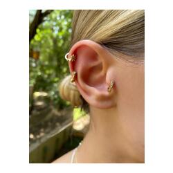 Kadın Gold Renkli Taşlı Halka Tragus Kıkırdak Piercing
