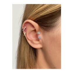 Kadın Silver Renkli Ikili Papatya Tragus Piercing
