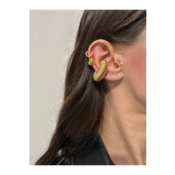 Çelik Çizgili Kalın Halka Kıkırdak Küpesi Earcuff