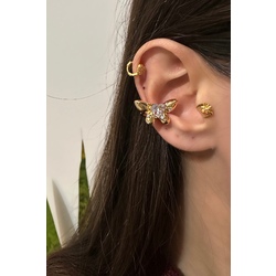 Taşlı Kelebek Kıkırdak Küpe Earcuff