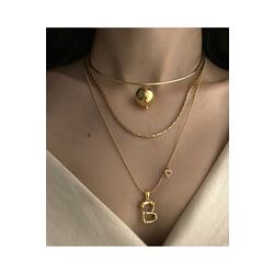 Devin Top Detaylı Ring Choker Kolye