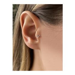 Kadın Cerrahi Çelik Gold Rengi Tek Taş Üçgen Tragus Kıkırdak Piercing 6mm
