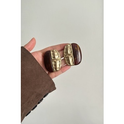 Çift Renk Kemik Vintage Küpe