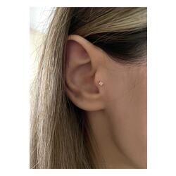 Kadın Cerrahi Çelik Opal Dört Mini Taşlı Tragus Piercing Kıkırdak