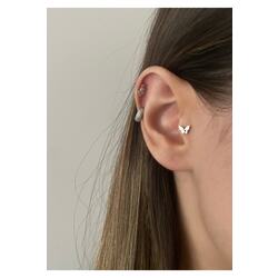 Kadın Silver Rengi Kelebek Tragus Kıkırdak Piercing