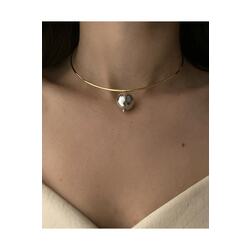 Devin Top Detaylı Ring Choker Kolye
