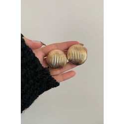 Çizgili Büyük Yarım Top Küpe