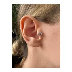 Kadın Silver Rengi Cerrahi Çelik Kalp Tragus Kıkırdak Piercing 6mm