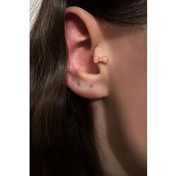 Cerrahi Çelik Pembe Taşlı Fiyonk Piercing