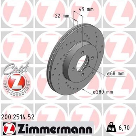 ZIMMERMANN Ön Fren Diski NISSAN ALMERA N16 PRIMERA GT P11 (280mm x 22mm) 4x114.3 Spor Disk Takım