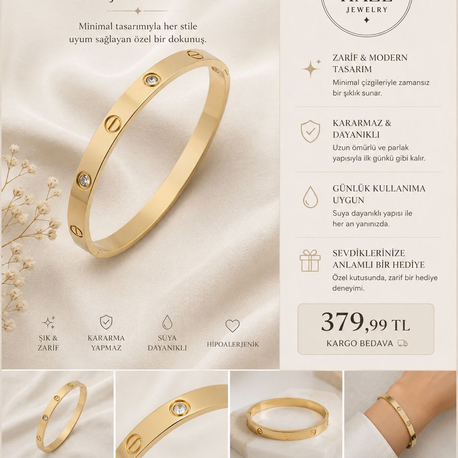 Çelik Bileklik Gold