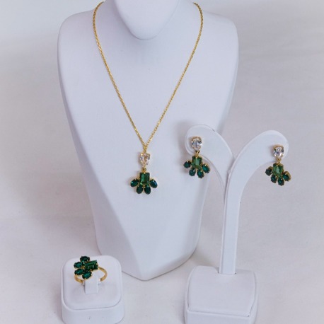 Emerald Bloom Gold Set
