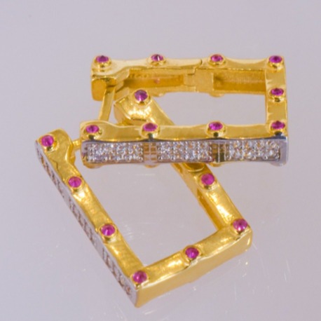 Golden Aurora Rectangles Küpe