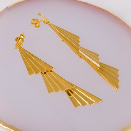 Golden Cascade Fan Küpe