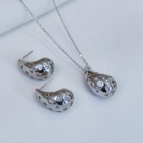 Diamond Drop Küpe Kolye Seti