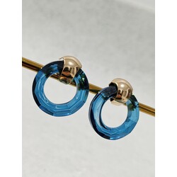 Mavi Kristal Halka Küpe 3cm
