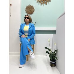 mavi takım elbise pantolonu , önü yırtmaçlı