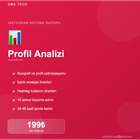 Instagram Profil Analizi ve Büyüme Önerileri | Yapay Zeka | 199₺