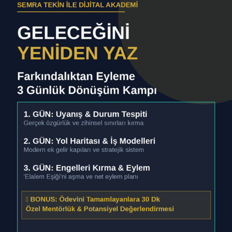Geleceğini Yeniden Yaz: Farkındalıktan Eyleme 3 Günlük Dönüşüm Kampı