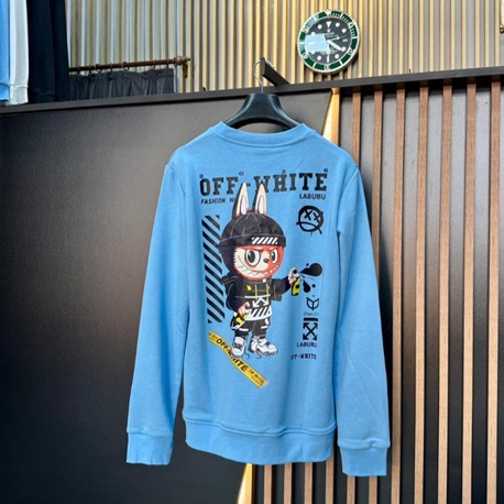 0FF W UNISEX LABUBU BASKILI MAVİ SWEATSHIRT