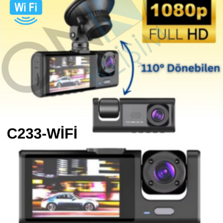 Avenir 3 KAMERALI WİFİ ÖZELLİKLİ ARAÇ KAMERASI C233-WİFİ