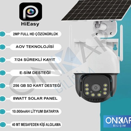 3MP eSİM KENDİNDEN SİM KARTLI GÜNEŞ ENERJİLİ AOV 7/24 KAYIT GÜVENLİK KAMERASI