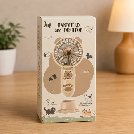 Sevimli Tasarımlı Taşınabilir Mini Vantilatör (El & Masa Tipi)