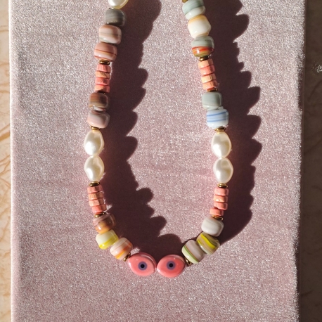 Pastel Tonlu Göz Kolye 