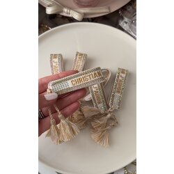 Beyaz & krem taşlı cotton bileklik