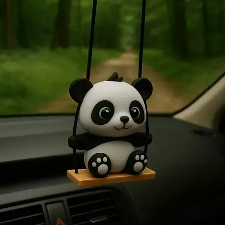 Panda Şeklinde Salıncakta Sallanan Dikiz Aynası Süsü