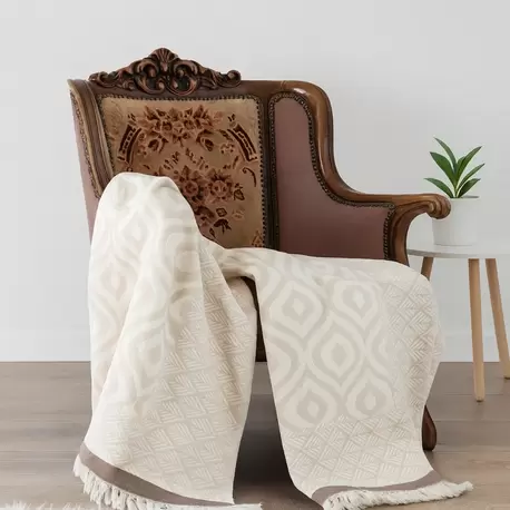 %100 Pamuk Premium Çok Amaçlı Tv Battaniyesi & Tv Şalı & Throw - 130X170 cm - KAHVE