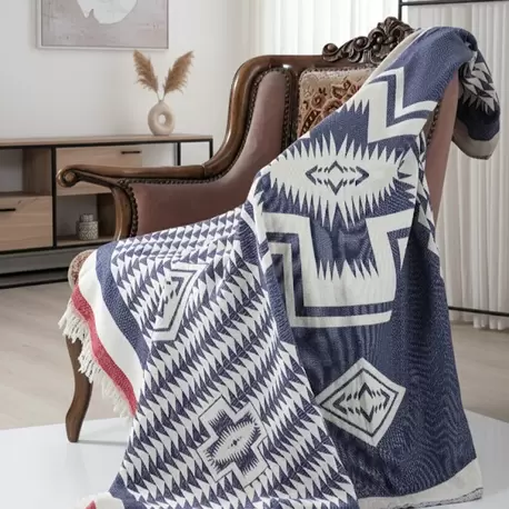 %100 Pamuk Premium Çok Amaçlı Tv Battaniyesi & Tv Şalı & Throw - 130X170 cm - AZUR