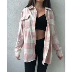 Pembe Kareli Gömlek Ceket