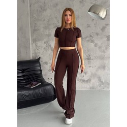 İkili Crop Kahve Takım