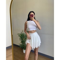 Şortlu Beyaz Tenis Etek