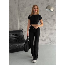 İkili Crop Siyah Takım