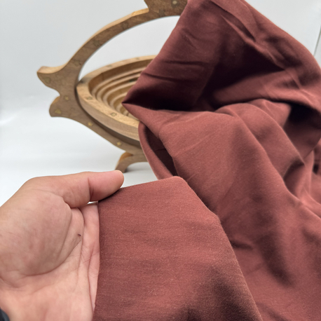 Koyu Kiremit Taşlanmış Tencel Kumaşı